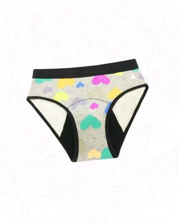 Braguita Menstrual Adolescentes Algodón 🩸 Hipster Corazones Gris 2