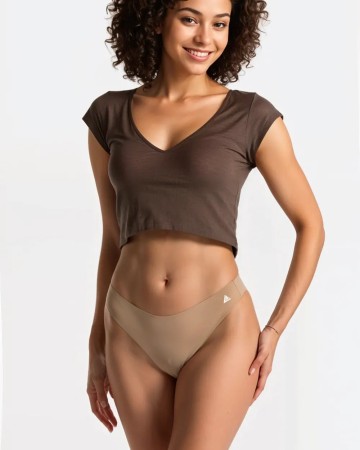 Frontal Tanga Menstrual Deportivo Sin Costuras Beige skin
